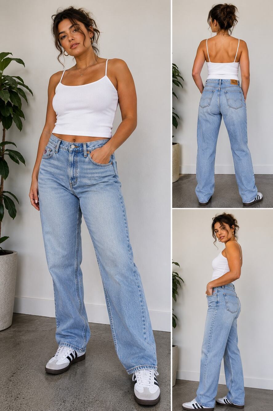 Polo Jeans Co Ralph Lauren Vintage 90s High Rise Mom Jeans USA Flag Tab 28x32